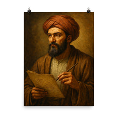 Ibn al Haytham poster on a plain backdrop in size 8"x10".