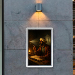 Ibn al Haytham studying light through a dark chamber poster 2