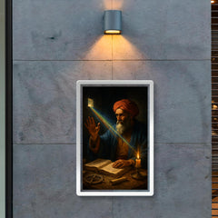 Ibn al Haytham studying light through a dark chamber poster 2