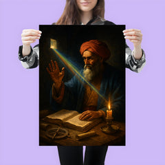 Ibn al Haytham studying light through a dark chamber poster 3
