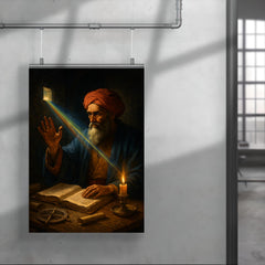 Ibn al Haytham studying light through a dark chamber poster 4