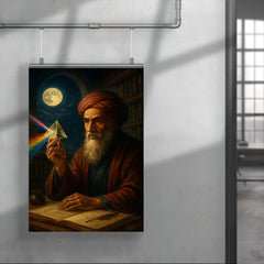 Ibn al Haytham with prism and moonlit study poster 4