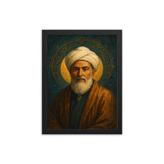 Ibn Arabi framed print on a plain backdrop in size 12"x16".