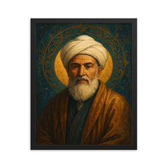 Ibn Arabi framed print on a plain backdrop in size 16"x20".