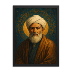 Ibn Arabi framed print on a plain backdrop in size 18"x24".