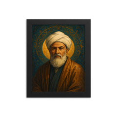 Ibn Arabi framed print on a plain backdrop in size 8"x10".