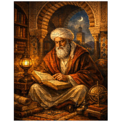 Ibn Arabi in Andalusian library lamplight jigsaw puzzle