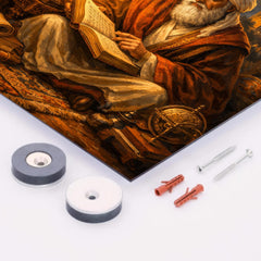 Ibn Arabi in Andalusian library lamplight metal print mockup