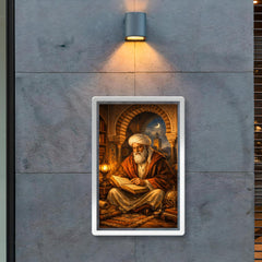 Ibn Arabi in Andalusian library lamplight poster 2