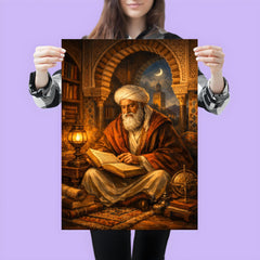 Ibn Arabi in Andalusian library lamplight poster 3