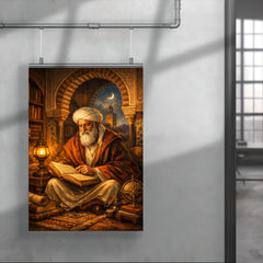 Ibn Arabi in Andalusian library lamplight poster 4