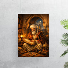 Ibn Arabi in Andalusian library lamplight poster 7