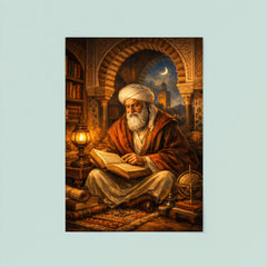 Ibn Arabi in Andalusian library lamplight poster 8