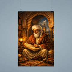Ibn Arabi in Andalusian library lamplight poster 9
