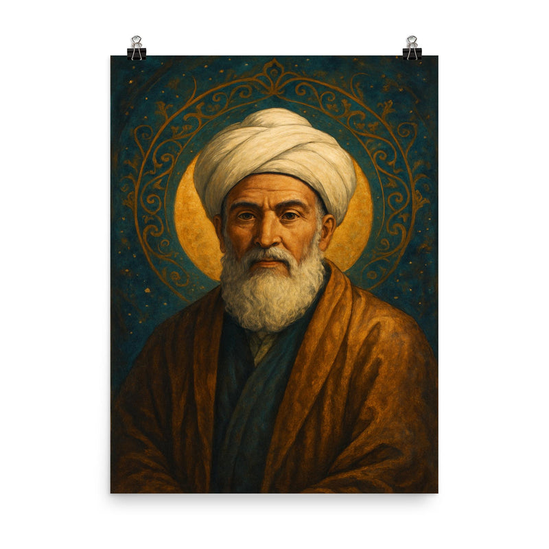 Ibn Arabi poster on a plain backdrop in size 8