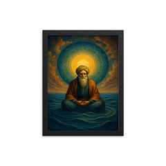 Ibn Arabi sea of unity vision framed print on a plain backdrop in size 12"x16".