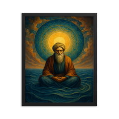 Ibn Arabi sea of unity vision framed print on a plain backdrop in size 16"x20".