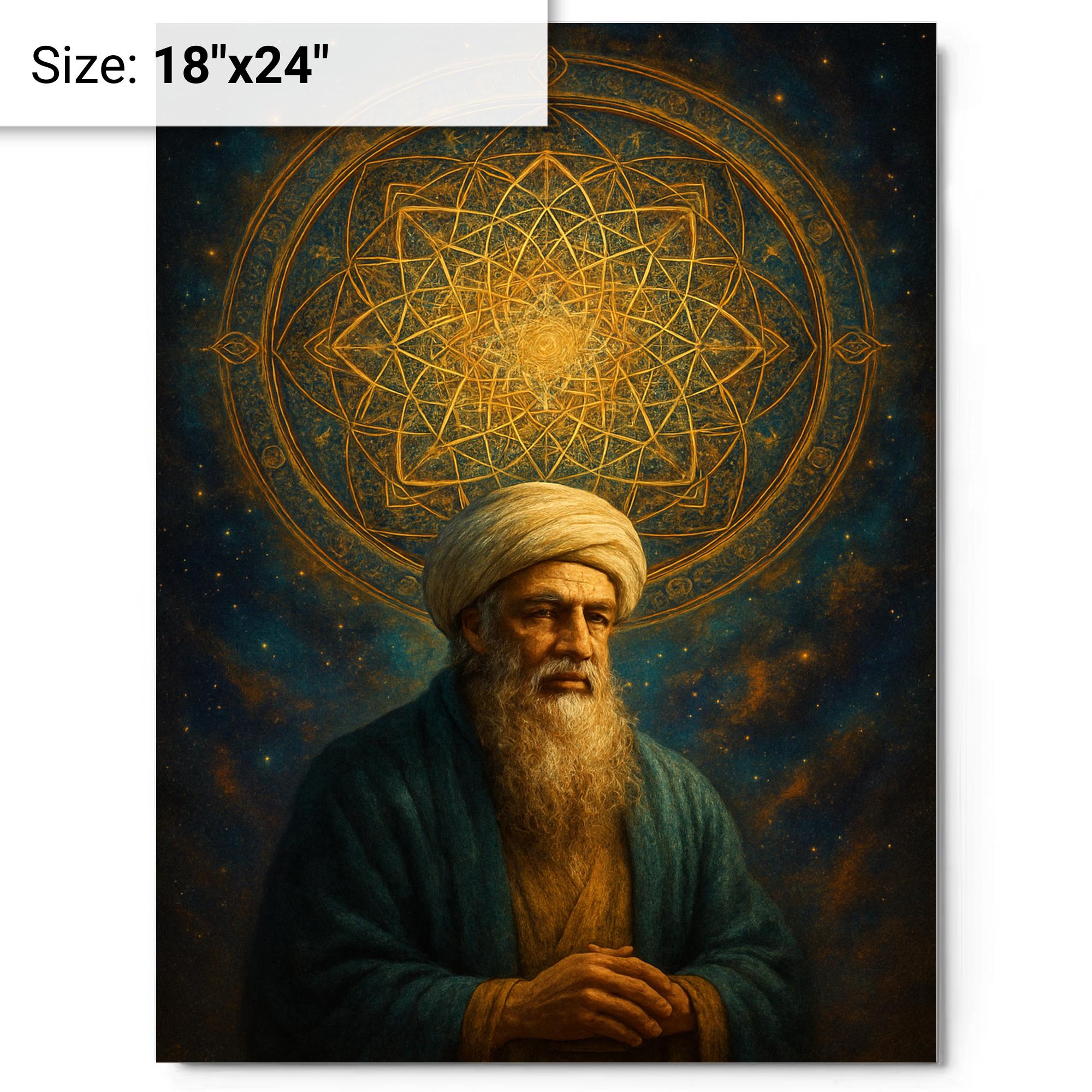 Ibn Arabi Cosmic Geometric Mandala Metal Print Wall Art – Noveltees