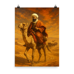 Ibn Battuta crossing Saharan caravan route poster on a plain backdrop in size 8"x10".