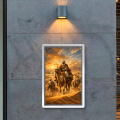 Ibn Battuta crossing Saharan dunes caravan poster 2
