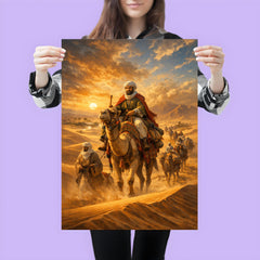Ibn Battuta crossing Saharan dunes caravan poster 3