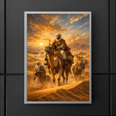 Ibn Battuta crossing Saharan dunes caravan poster 5