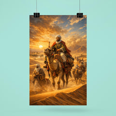 Ibn Battuta crossing Saharan dunes caravan poster 6