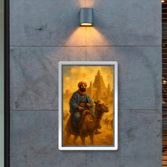 Ibn Battuta entering Timbuktu beneath caravan dust poster 2