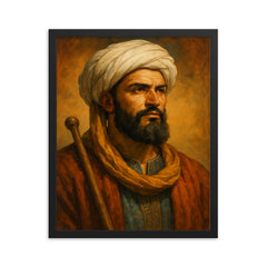 Ibn Battuta framed print on a plain backdrop in size 16"x20".