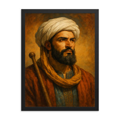 Ibn Battuta framed print on a plain backdrop in size 18"x24".