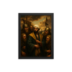 Ibn Fadlan among Volga Rus traders framed print on a plain backdrop in size 12"x16".