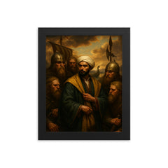 Ibn Fadlan among Volga Rus traders framed print on a plain backdrop in size 8"x10".