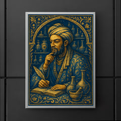 Ibn Sina in apothecary blue and gold poster 5