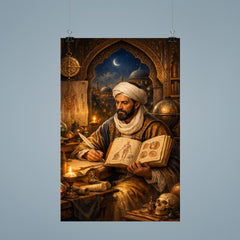 Ibn Sina in illuminated medical study poster 9