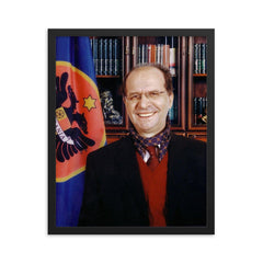 Ibrahim Rugova framed print on a plain backdrop in size 16"x20".