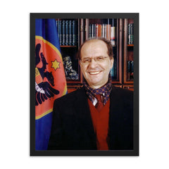 Ibrahim Rugova framed print on a plain backdrop in size 18"x24".