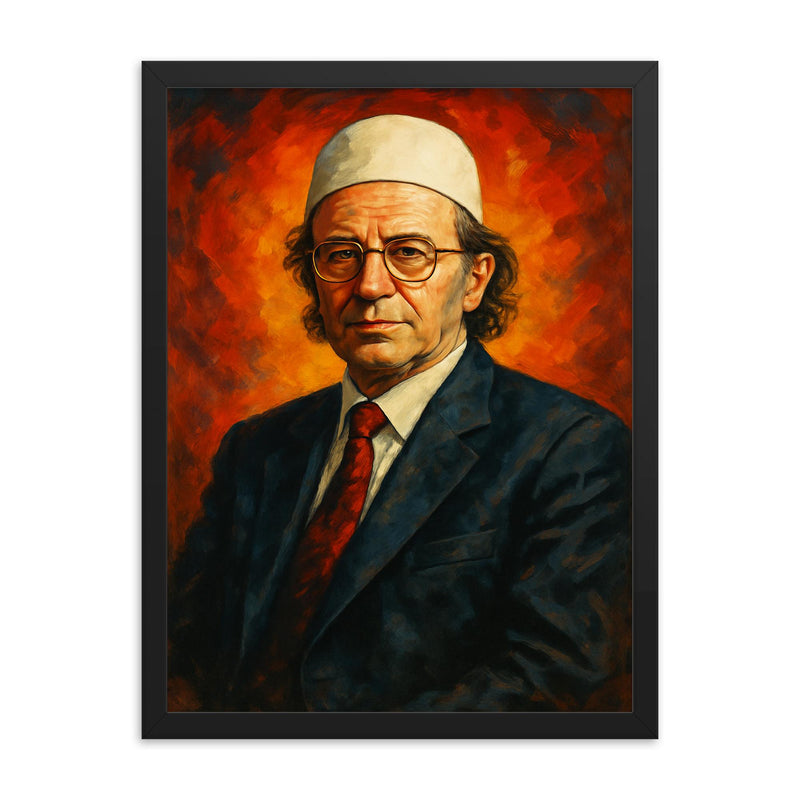 Ibrahim Rugova framed print on a plain backdrop in size 18