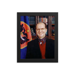 Ibrahim Rugova framed print on a plain backdrop in size 8"x10".