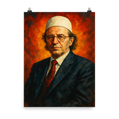 Ibrahim Rugova poster on a plain backdrop in size 8"x10".