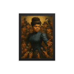 Ida B Wells confronting the press mob framed print on a plain backdrop in size 12"x16".