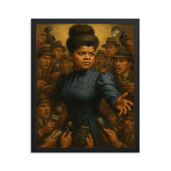 Ida B Wells confronting the press mob framed print on a plain backdrop in size 16"x20".