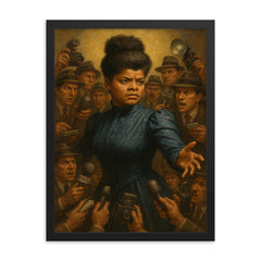 Ida B Wells confronting the press mob framed print on a plain backdrop in size 18"x24".