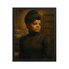 Ida B Wells press room portrait framed print on a plain backdrop in size 16"x20".