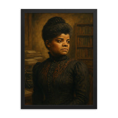 Ida B Wells press room portrait framed print on a plain backdrop in size 18"x24".