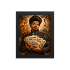 Ida B Wells with anti lynching pamphlets framed print on a plain backdrop in size 8"x10".