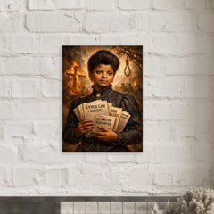 Ida B Wells with anti lynching pamphlets metal print mockup