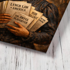 Ida B Wells with anti lynching pamphlets metal print mockup