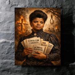 Ida B Wells with anti lynching pamphlets metal print mockup