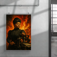 Ida B Wells with printing press and fire poster 4