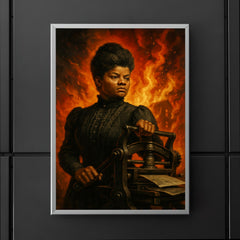 Ida B Wells with printing press and fire poster 5